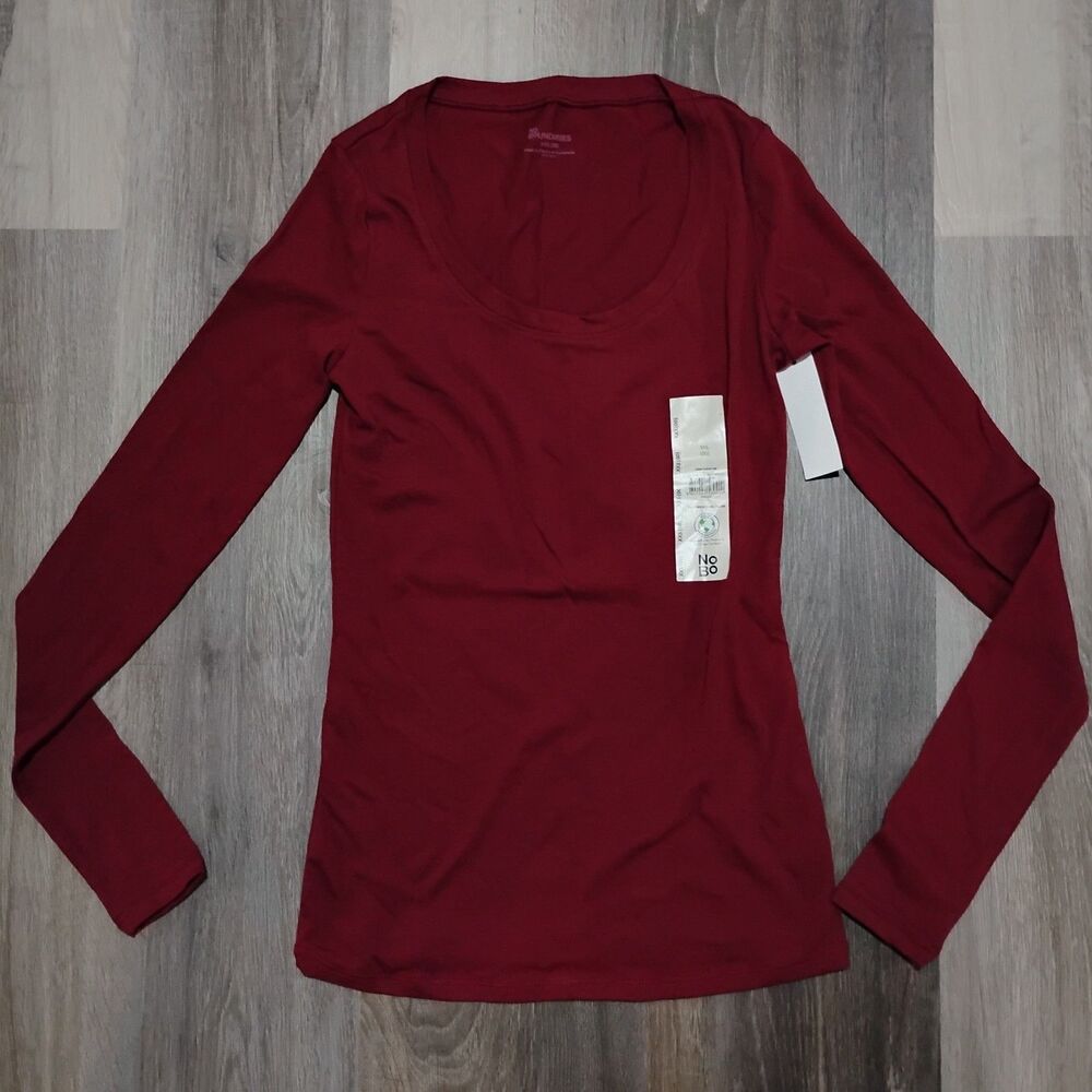 New No Boundaries Shirt Women's Junior's Size XXS 00 Red Long Sleeve